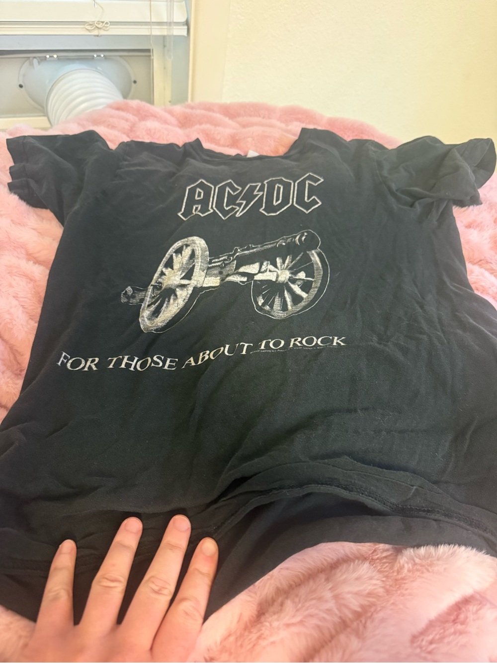 AC/DC Black Kids Short Sleeve Tee with Cannon Graphic